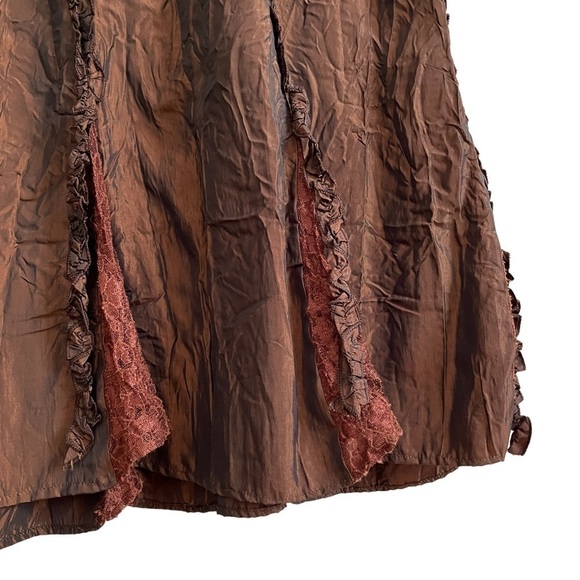 JANE & John A-Line Midi Skirt Lace Ruffle Details Shimmery Copper Style … - Picture 14 of 17